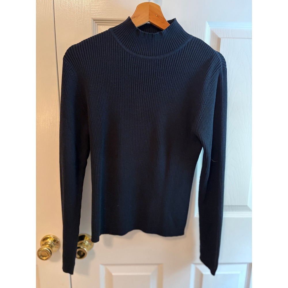 Mountain Lake Womens Black Ribbed Mock Neck Sweater Long Sleeve Large L